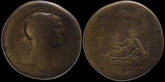RIC 463, Sear 3179  - Sesterce de Trajan avec le dieu du fleuve