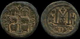 Walker 1 - Follis Arabo-byzantin émis à Scythopolis/Baisan
