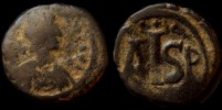 Sear 176, MIBE 169b - 16 nummis AISP de Justinien émis à Thessalonique