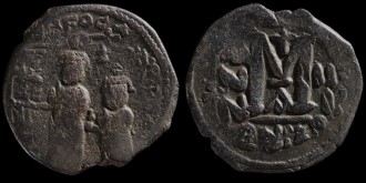 Sear 834 var - Imitation d'un follis d'Héraclius émis à Nicomédie Anno III (Imitation syrienne ?)