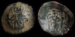 CLBC 11.14, Sear 2035 - Trachy Empereurs Latins à l'empereur avec un globe
