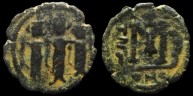 Walker 43-51 var - Follis Arabo-byzantin bilingue émis à Tiberias