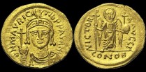 Sear 548 - Solidus de Maurice Tibère émis à Carthage, 3e indiction