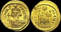 Sear 620 - Solidus, 607-610, Constantinople. Off. I. émis sous Phocas