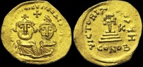 Sear 745 - Solidus, vers 625-629, Constantinople. Off. H. émis sous Héraclius