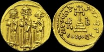 Sear 768 - Solidus, 638-639, Constantinople. Off. G. 12e indiction. émis sous Héraclius