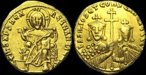 Sear 1704 - Solidus, Constantinople. émis sous Basile Ier le Macédonien et Constantin