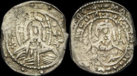 Sear 2549 - Stavraton (1/2 Hyperpère), 1403-1425, Constantinople. Classe II. émis sous Manuel II Paléologue