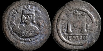 Sear 852B - Follis d'Héraclius émis à Jérusalem